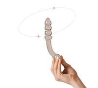 The Natural Love Company - Tansy G Curve - 7” Glass Dildo - Dual Ended - Ribbed for Extra Stimulation - Borosilicate Glass - Bath & Body Safe