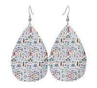 The Nature Wildlands Activities Pattern Earrings For Women Leather Dangle Lightweight Teardrop Earrings Jewelry For Women
