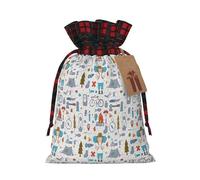 The Nature Wildlands Activities Pattern Gifts Bag Christmas Wrapping Storage Bag Fabric Storage Tags Christmas Accessories Xmas