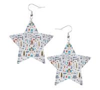The Nature Wildlands Activities Pattern Leather Star Shaped Earrings Fashion Accessories Lightweight Festivals Parties Everyday Life