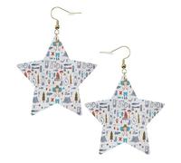 The Nature Wildlands Activities Pattern Leather Star Shaped Earrings Fashion Accessories Lightweight Festivals Parties Everyday Life