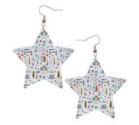 The Nature Wildlands Activities Pattern Leather Star Shaped Earrings Fashion Accessories Lightweight Festivals Parties Everyday Life