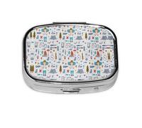 The Nature Wildlands Activities Pattern Print Pill Box, 2 Large Compartmensts to Moistureproof Portable Pill Box Organiser for Travel
