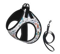 The Nature Wildlands Activities Pattern Print Small Dog Harness And Leash Set, Adjustable Soft Vest With 360° Reflective Straps For Cats Puppy