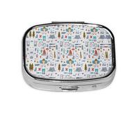 The Nature Wildlands Activities Pattern Print Square Metal Pill Box Decorative Pill Case - Carry Your Meds in Style (Rectangular)
