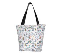 The Nature Wildlands Activities Pattern Print Tote Bag For Women, Reusable Large Ladies Shoulder Bag Large Capacity Shopping Totes Fasion Handbag For Office, Shopping, Travel