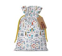 The Nature Wildlands Activities Pattern Printed Drawstring Gift Bags,Various Sizes, Bulk Plastic Packaging Bags