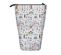 The Nature Wildlands Activities Pattern Standing Telescopic Pencil Bag Oxford Cloth Bag Portable for Boys Girls Teens Students Office