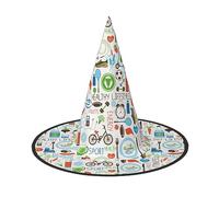 The Nature Wildlands Activities Printed Pattern Halloween Hat Accessory Adult Costume Party Cone Witch Hat Women Kids Girls Boys