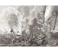 The naval Battle of Gibraltar 25 April 1607 during the Eighty Years War. A Dutch fleet surprised and engaged a Spanish fleet anchored in the Bay of Gibraltar during which most of the Spanish ships