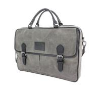 The Navigator Waxed Canvas & Leather Briefcase Messenger Bag in Grey