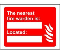 The nearest fire warden is located Safety sign - 1.2mm Rigid plastic 200mm x 150mm