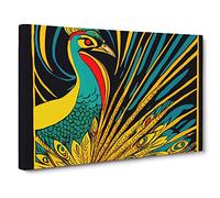 The Neat Peacock Canvas Print | Gallery Wrapped 30mm Frame Wall Art | 30x20 inches | Ready to Hang | Abstract Picture | Living Room Bedroom Lounge Office