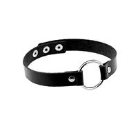 The Necklace Fashion Vintage Punk Leather Choker Gothic Adjustable Iron Circle Necklace Choker Collar Jewelry for Girls Black,Necklace