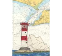 The Needles Lighthouse Isle of Wight notebook journal - coastal nautical designs sewn onto old sea charts maps | 120 lined pages