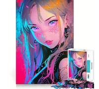 The Neon Anime Girl 1000 Piece Jigsaws for Adults Puzzle Intellect Toy Relaxing Fun Quality Cut Fine Art Piece (50x75cm)