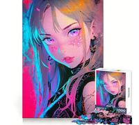 The Neon Anime Girl 1000 Piece Jigsaws for Adults Puzzle Intellect Toy Relaxing Fun Quality Cut Fine Art Piece (50x75cm)