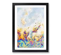 The Neon River in Abstract Framed Print | A2 Black Framed Wall Art | Ready to Hang | Abstract Landscape Picture | Living Room Bedroom Lounge Office