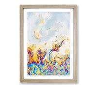 The Neon River in Abstract Framed Print | A2 Oak Framed Wall Art | Ready to Hang | Abstract Landscape Picture | Living Room Bedroom Lounge Office