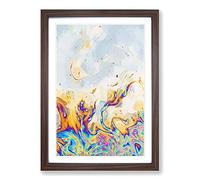 The Neon River in Abstract Framed Print | A2 Walnut Framed Wall Art | Ready to Hang | Abstract Landscape Picture | Living Room Bedroom Lounge Office
