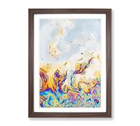 The Neon River In Abstract Modern Framed Print | A2 Walnut Framed Wall Art | Ready to Hang | Abstract Landscape Picture | Living Room Bedroom Lounge Office