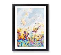 The Neon River In Abstract Modern Framed Print | A4 Black Framed Wall Art | Ready to Hang | Abstract Landscape Picture | Living Room Bedroom Lounge Office