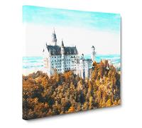 The Neuschwanstein Castle In Germany Canvas Print | Gallery Wrapped 30mm Frame Wall Art | 14x14 inches | Ready to Hang | Modern Cityscape Picture | Living Room Bedroom Lounge Office