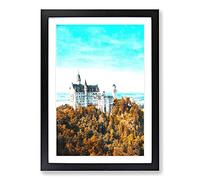 The Neuschwanstein Castle in Germany Painting Framed Print | A2 Black Framed Wall Art | Ready to Hang | Modern Cityscape Picture | Living Room Bedroom Lounge Office
