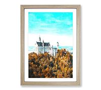 The Neuschwanstein Castle in Germany Painting Framed Print | A2 Oak Framed Wall Art | Ready to Hang | Modern Cityscape Picture | Living Room Bedroom Lounge Office