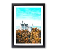 The Neuschwanstein Castle In Germany Painting Modern Framed Wall Art Print, Ready to Hang Picture for Living Room Bedroom Home Office Décor, Black A4 (34 x 25 cm)