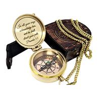 The New Antique Store - Brass Compass Engraved with Religious Scripture Verse, Gift for Son, Confirmation Communion Godson Church Graduation Day, Proverbs 3:5 - in All Your Ways Acknowledge Him
