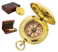 The New Antique Store Brass Compass - Epstein London - Pocket Compass with Hard Wood Box
