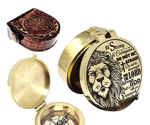 The New Antique Store -Brass Compass with Bible Verse - Christian Confirmation Compass Gift for Boys & Girls - Ideal Baptism, Communion, Church, Graduation & College Keepsake Present