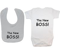 The New Boss Baby Bodysuit/Romper/T-Shirt & Feeding Bib Set - 0-3 Months - White