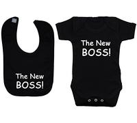 The New Boss Baby Bodysuit/Romper/T-Shirt & Feeding Bib Set - 3-6 Months - Black