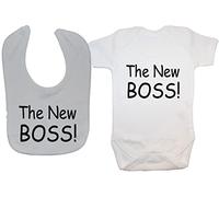 The New Boss Baby Bodysuit/Romper/T-Shirt & Feeding Bib Set - 6-12 Months - White