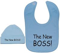 The New Boss Baby Feeding Bib & Matching Beanie Hat/Cap - 3-6 Months - Blue