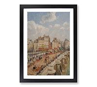 The New Bridge by Camille Pissarro Framed Print | A2 Black Framed Wall Art | Ready to Hang | Modern Cityscape Picture | Living Room Bedroom Lounge Office