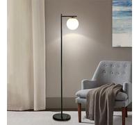 The New Floor Lamp Cream Glass Standing Light Marble Base Vertical Lamp Table Lamp Post-Modern Living Room Lamp Study Bedroom Creative Personality Bedside Lamp (Black)