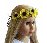 The New York Doll Collection 18 inch/46 cm Doll Headband - Floral Yellow Sunflower Wreath - Hair Accessories for 18 inch/ 46 cm Dolls