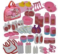 The New York Doll Collection 50 Piece Baby Doll Feeding & Caring Accessory Set in Zippered Carrying Case - Doll Pacifiers and Accessories for Dolls