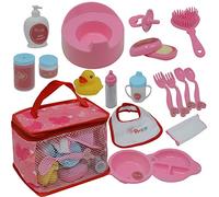 The New York Doll Collection Baby Doll Feeding & Caring Accessory Set in Zippered Carrying Case - 20 pc Accessories for Dolls