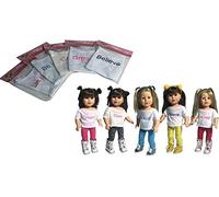 The New York Doll Collection Dolls Solid Printed Cropped Top Set of 5 Inspiration T-Shirts For Fashion Girl Dolls - Fits 18 Inch / 46cm Dolls - Doll Clothing - Doll Accessories