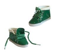 The New York Doll Collection Green Shiny Leather Doll Sneakers Trainers fits All 18 Inch/ 46 cm Dolls - for Fashion Girl Dolls - Doll Shoes - Doll Trainers