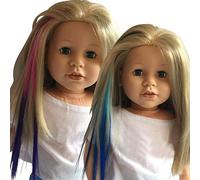 The New York Doll Collection Hair Clip Extensions for 18 inch/ 46 cm Dolls - Doll Wig Piece - Light Blue/Blue & Pink/Purple - for Girl Doll Accessories