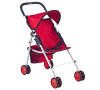 The New York Doll Collection My First Doll Stroller with Basket Foldable Doll Stroller (Red Quilted)
