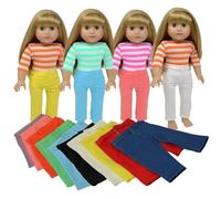 The New York Doll Collection Set of 10 Solid Coloured Trousers for Fashion Girl Dolls - Doll Pants - Fits All 18 Inch/46cm Dolls - Doll Clothes - Doll Accessories
