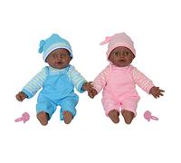 The New York Doll Collection Twin Baby Doll Boy and Girl - Soft Bodied Play Baby African American 12 inch / 30 cm - Made of Vinyl for Ages 2 Year and Up (Bonus Dummy Included)
