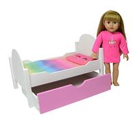 The New York Doll Collection Unicorn Baby Dolls Bed Fits 18 Inch / 46cm Twin Dolls Bed (Trundle Bed) Doll Furniture, Dolls Crib, Toy bed for dolls,Dolls Bedding Set