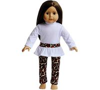 The New York Doll Collection White Top and Animal Printed Leggings Tights - For 18 inch/46cm Fashion Dolls - Dolls Clothes Accessories